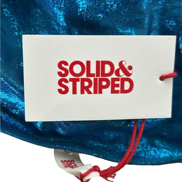 Solid & Striped Women's Metallic Blue The Brody Bikini Set Sz XL - Picture 13 of 13